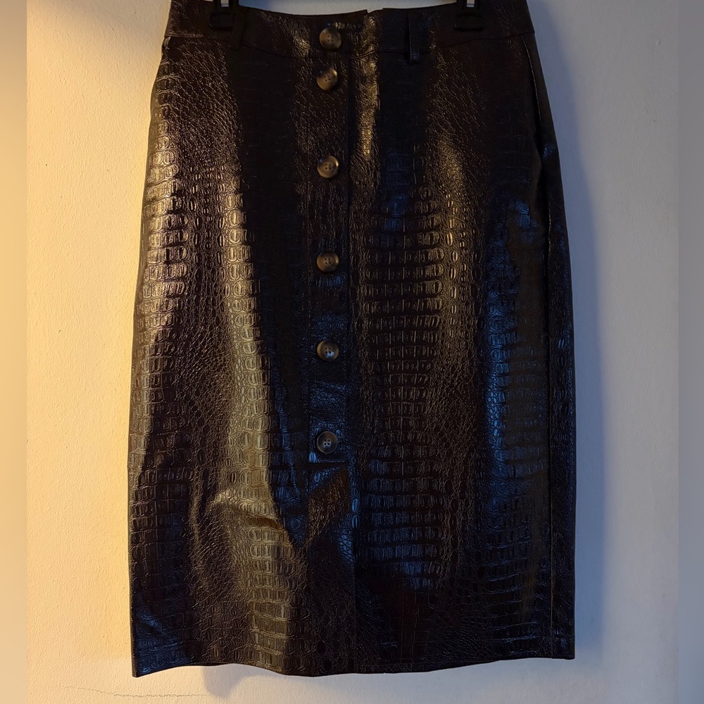Rachel Comey Black Croc-Embossed Pencil Skirt